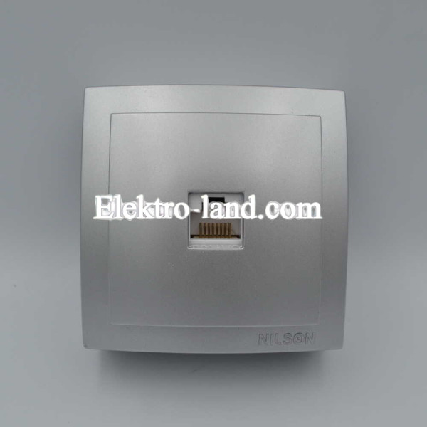 Розетка Nilson Themis серебро компьютерная CAT5e RJ45 (26131044)